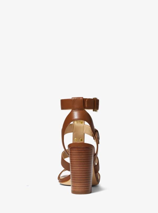 Damske Sandále Michael Kors Wren Studded Leather Hnede - Topanky Michael Kors Slevy | AJLUW-3204